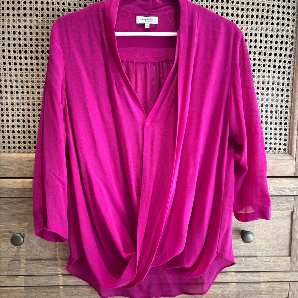 Aritzia Babaton silk pink blouse